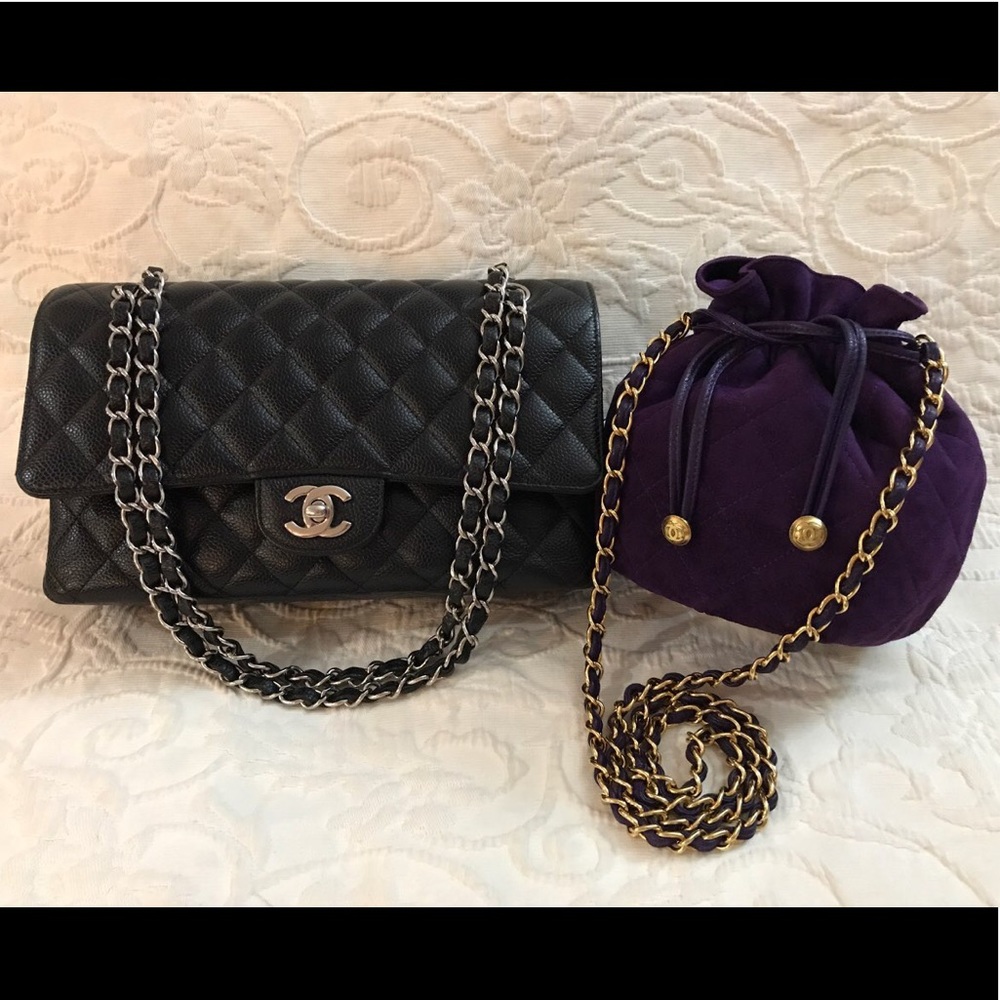 Chanel Medium Flap Black & Rare Mini Drawstring