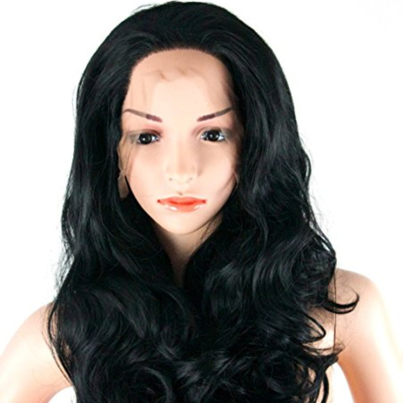 Black Wavy Curly Lace Front Wig - inches main image 4