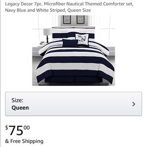 Legacy Decor 7pc. Nautical Themed set, Queen NWT)