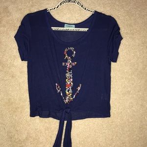 Short sleeve blue crop top