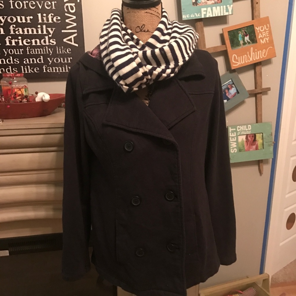 Black OP button up coat large