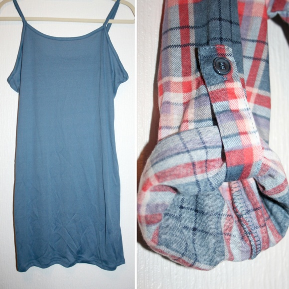 3-PIECE Crochet Back Plaid Dress, Belt & Slip NWT - Picture 5 of 8