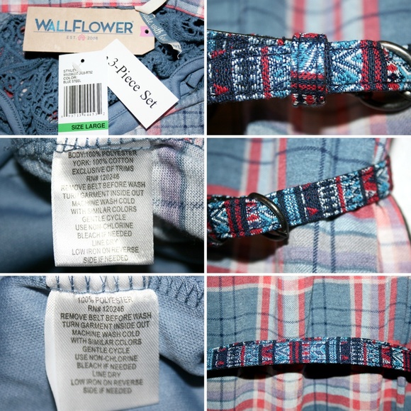 3-PIECE Crochet Back Plaid Dress, Belt & Slip NWT - Picture 7 of 8