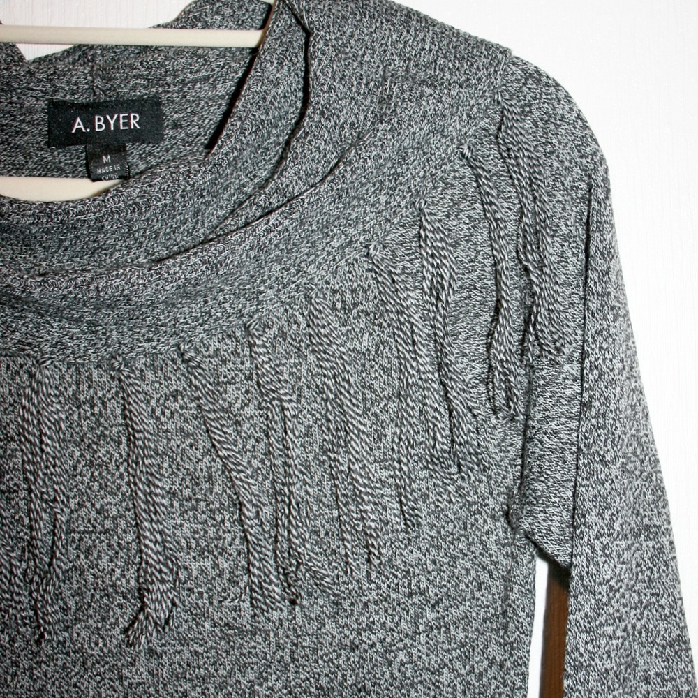 1 LEFT⚡ Fringe Cowl Neck Bodycon Sweater Dress NWT - Picture 3 of 8