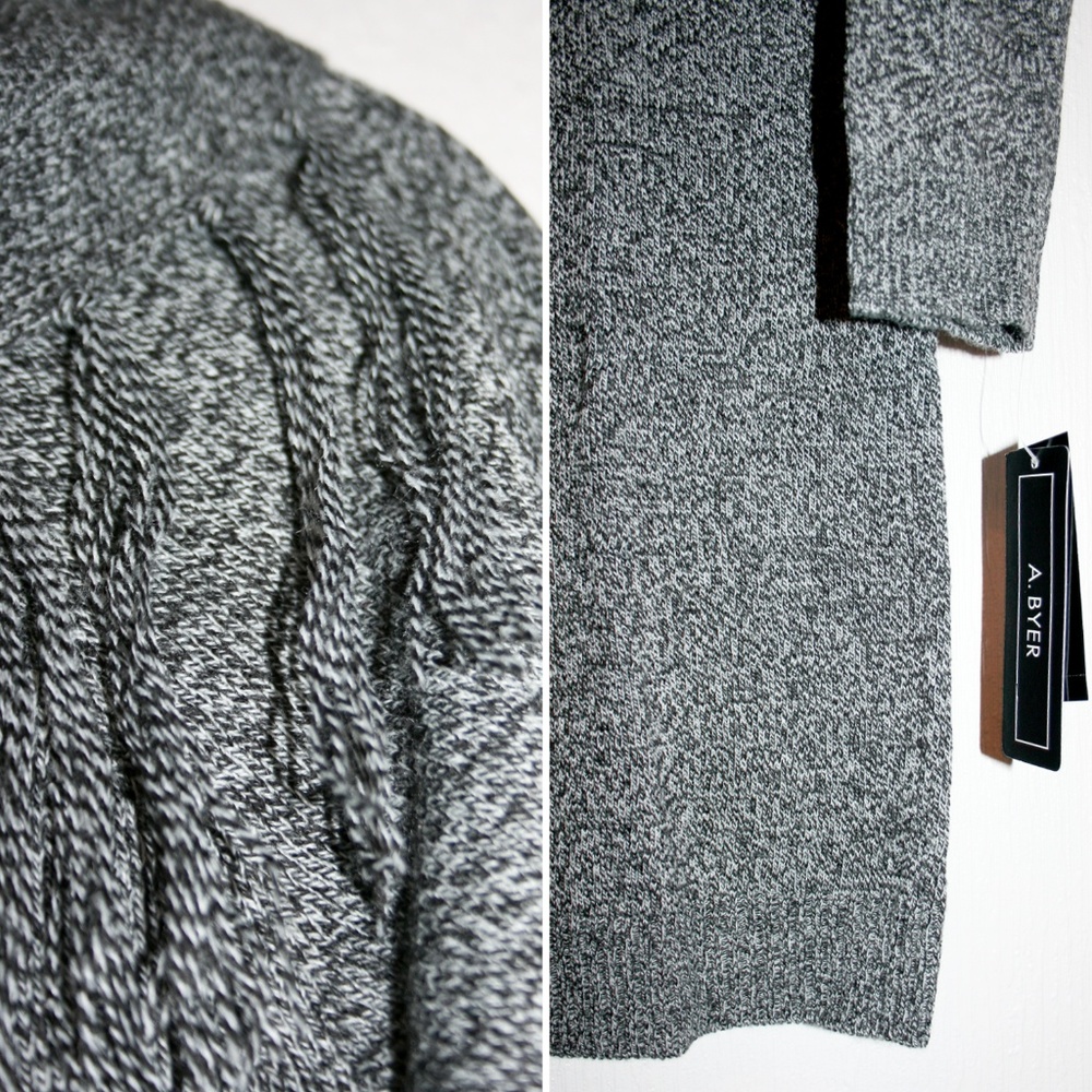 1 LEFT⚡ Fringe Cowl Neck Bodycon Sweater Dress NWT - Picture 5 of 8