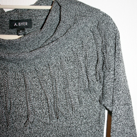 1 LEFT⚡ Fringe Cowl Neck Bodycon Sweater Dress NWT - Picture 3 of 8