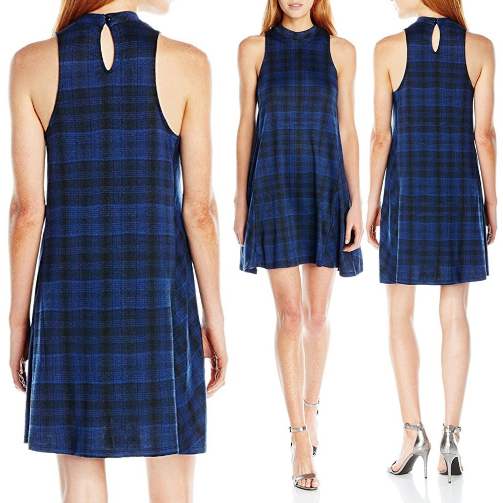 Plaid Mock Neck Swing Dress NWOT - Picture 7 of 7