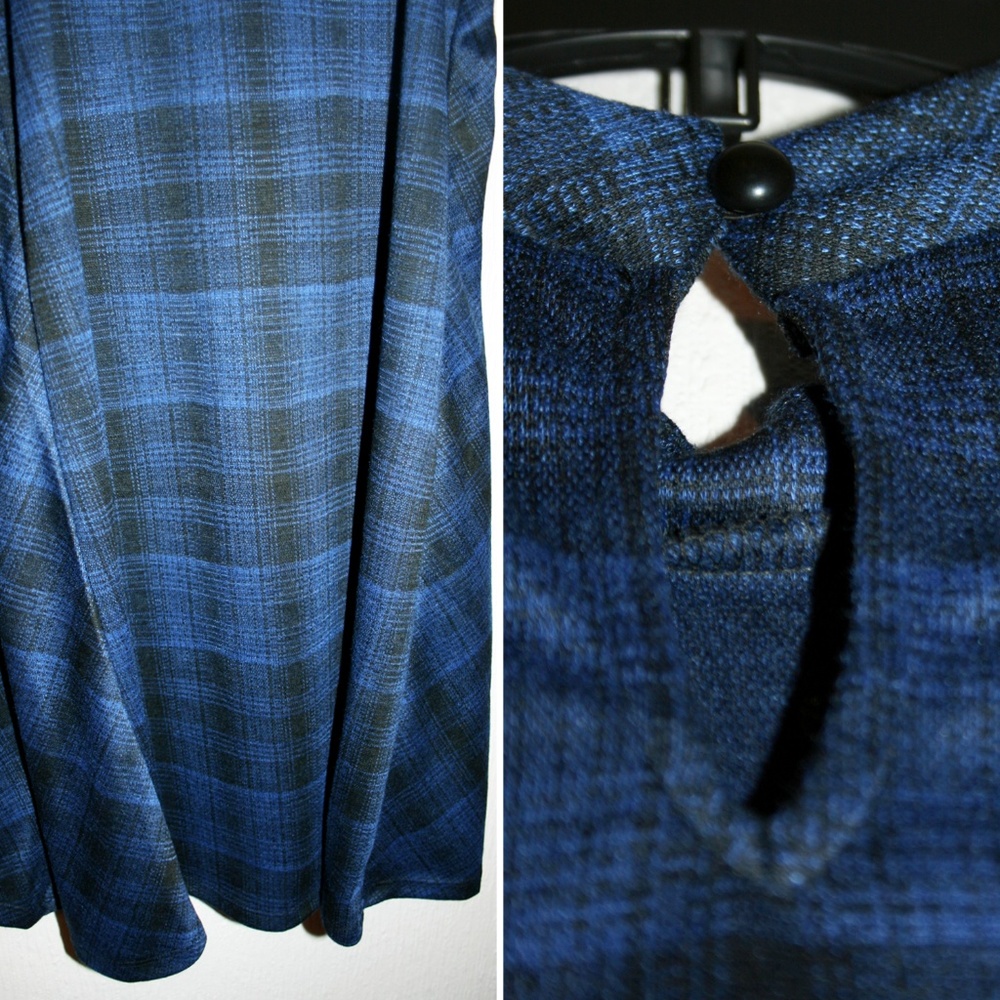 Plaid Mock Neck Swing Dress NWOT - Picture 5 of 7
