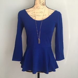 🔷 EXPRESS BLUE BABYDOLL LONG SLEEVE TOP