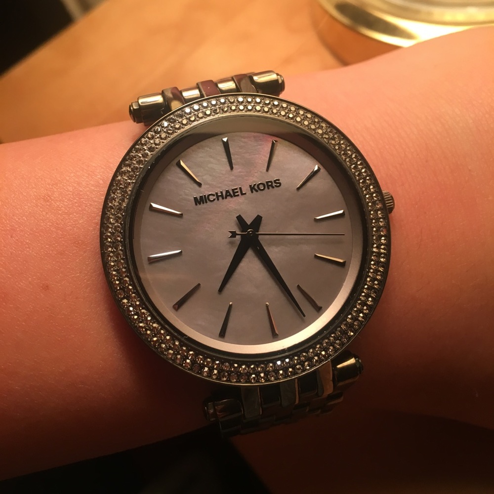 Michael Kors Gunmetal Iridescent Slim Darci Watch