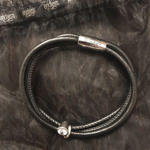 Black Triple Strand Endless Bracelet with Charm