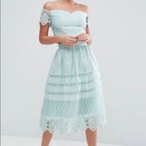 Blue Lace Off Should Dress