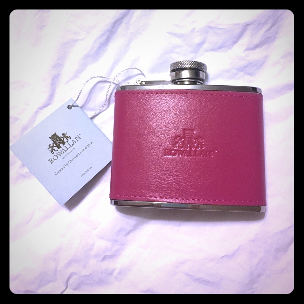 Rowallan Pink Leather Flask NWT
