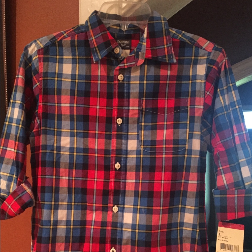 ✨3/$15✨ Oshkosh plaid 3/4 sleeve boys shirt