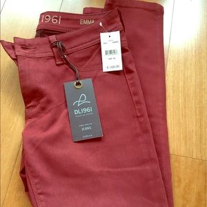 DL1961 Emma coated denim in dark red