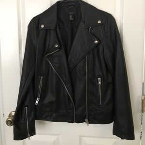 Faux leather motor jacket