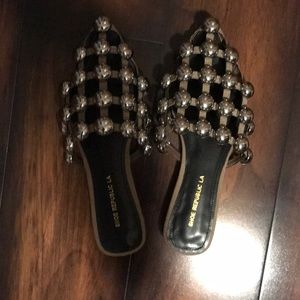 Studded Slides Taupe size 8