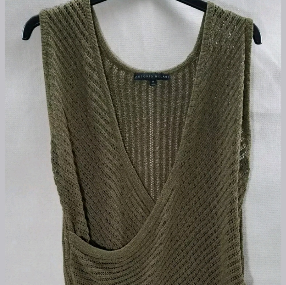 Antonio Melani Sleeveless olive green knit sweater