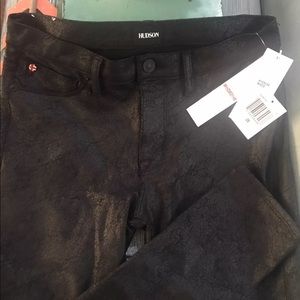 NWT Hudson Black Denim Jeans Wet Look Sz 28