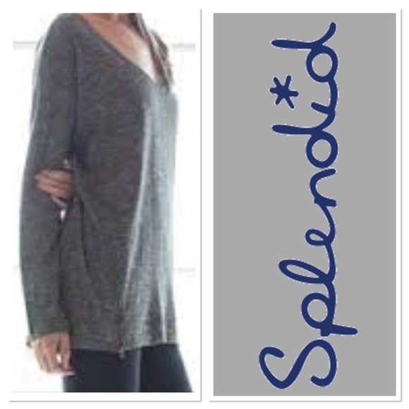 Splendid Tops - L SPLENDID scoop neck tunic in space dye grey