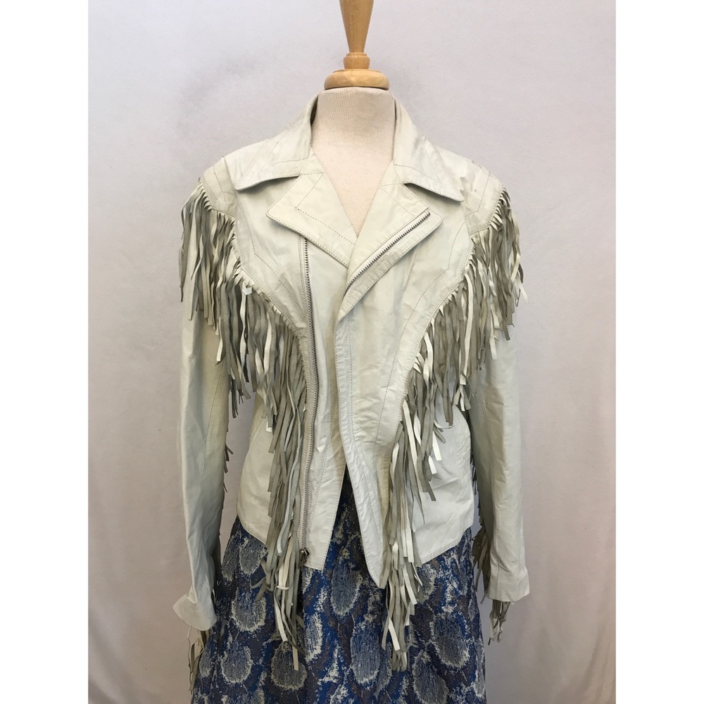 SOLD Leather fringe jacket!