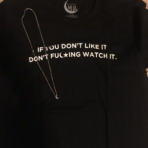 Manny Mua shirt and moon necklace