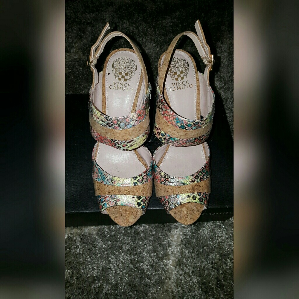 Vince Camuto Multi-color and Cork Heels