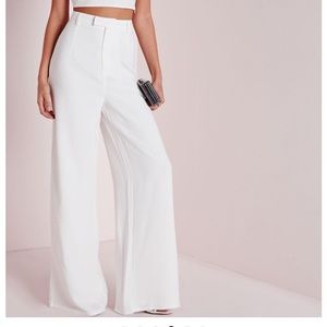Missguided premium white crepe wide leg pants