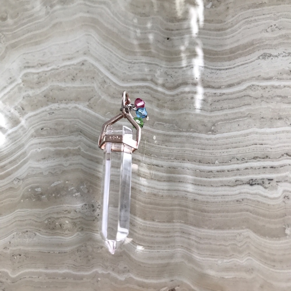 Rosy Gold Clear Crystal Pendant with Charms