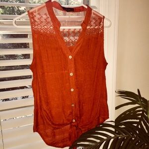 🔥🍊 sleeveless tie front crop top 🍊🔥