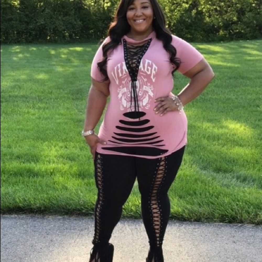 4/$24 Lace Up Vintage Tunic - Picture 2 of 2