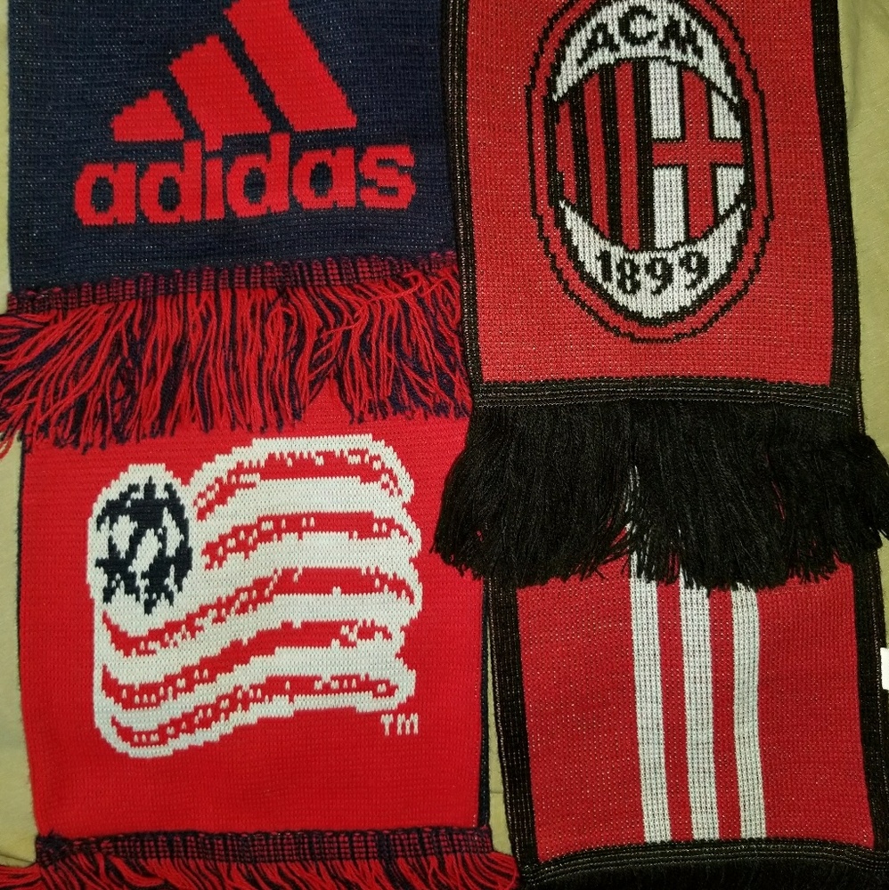 2 Adidas Soccer Scarves (AC Milan/NE Revolution)