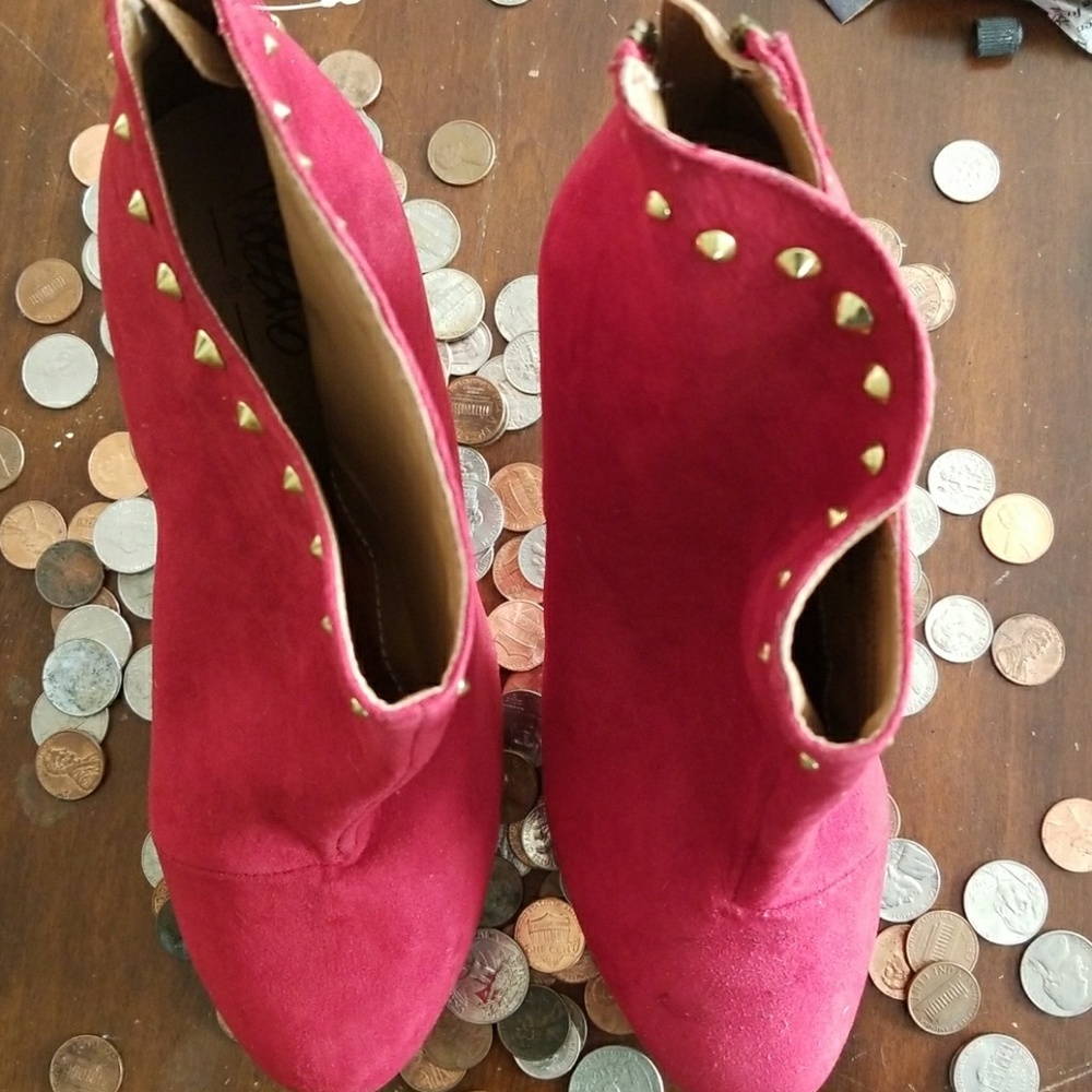 Red high heel ankle boots