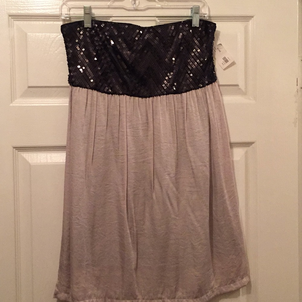 NWT Black Sequin & Taupe Dress