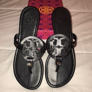 Tory Burch matte black Miller sandals