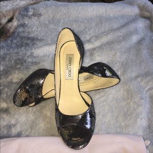 Jimmy Choo Silver Black lizard d'Orsay heels 36.5