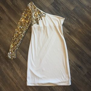 White/Gold Sequin Party Dress | Sz M