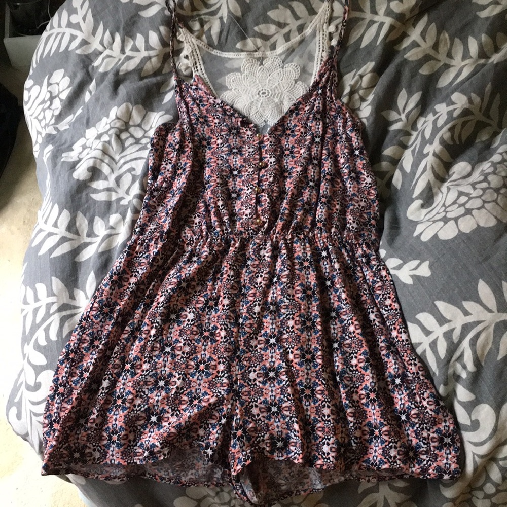 Button down romper with lace back!