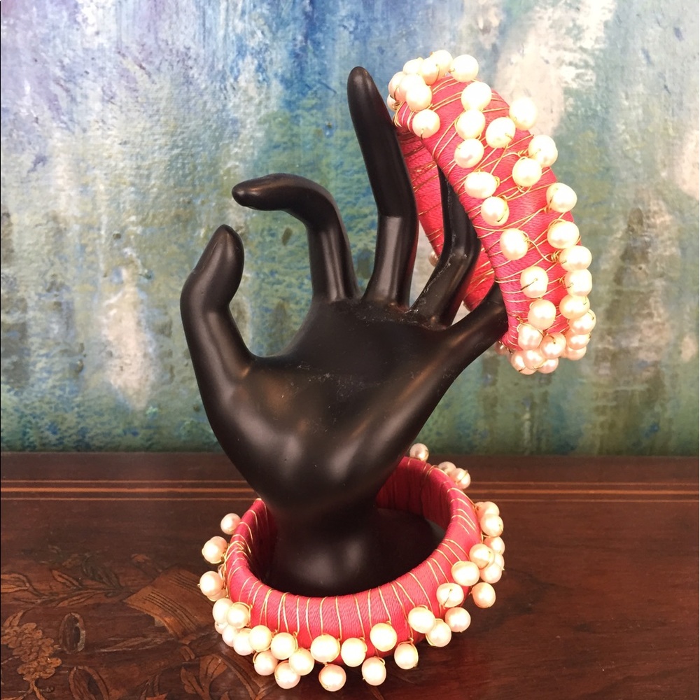 Matching hand crafted pearl bracelets