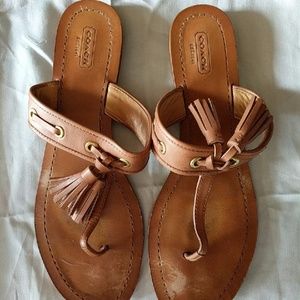 Coach Tassel Leather Sandals, Size 11