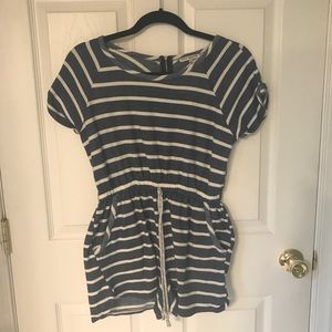 Blue and White Striped Romper