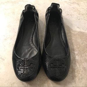 Navy Blue Patent Leather Tory Burch Reva - Size 8