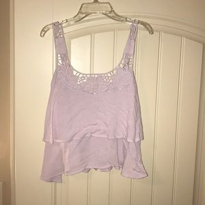 Lavender floral/ruffle crop top