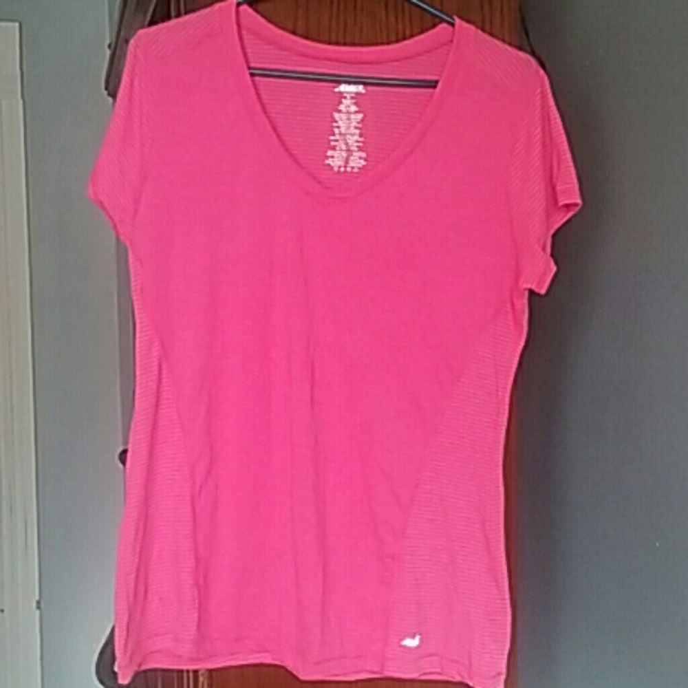 Avia XL V-Neck, hot pink skinny stripe shirt