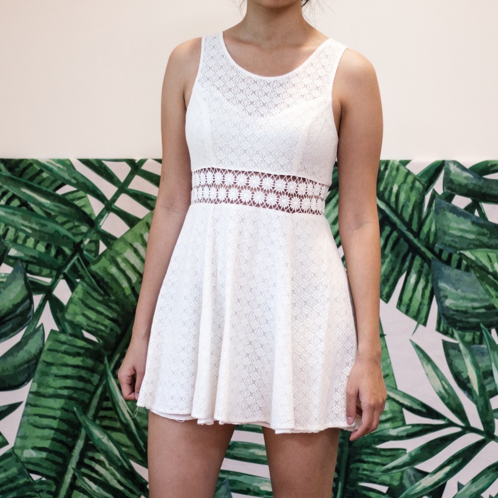 Free people white daisy crochet lace dress