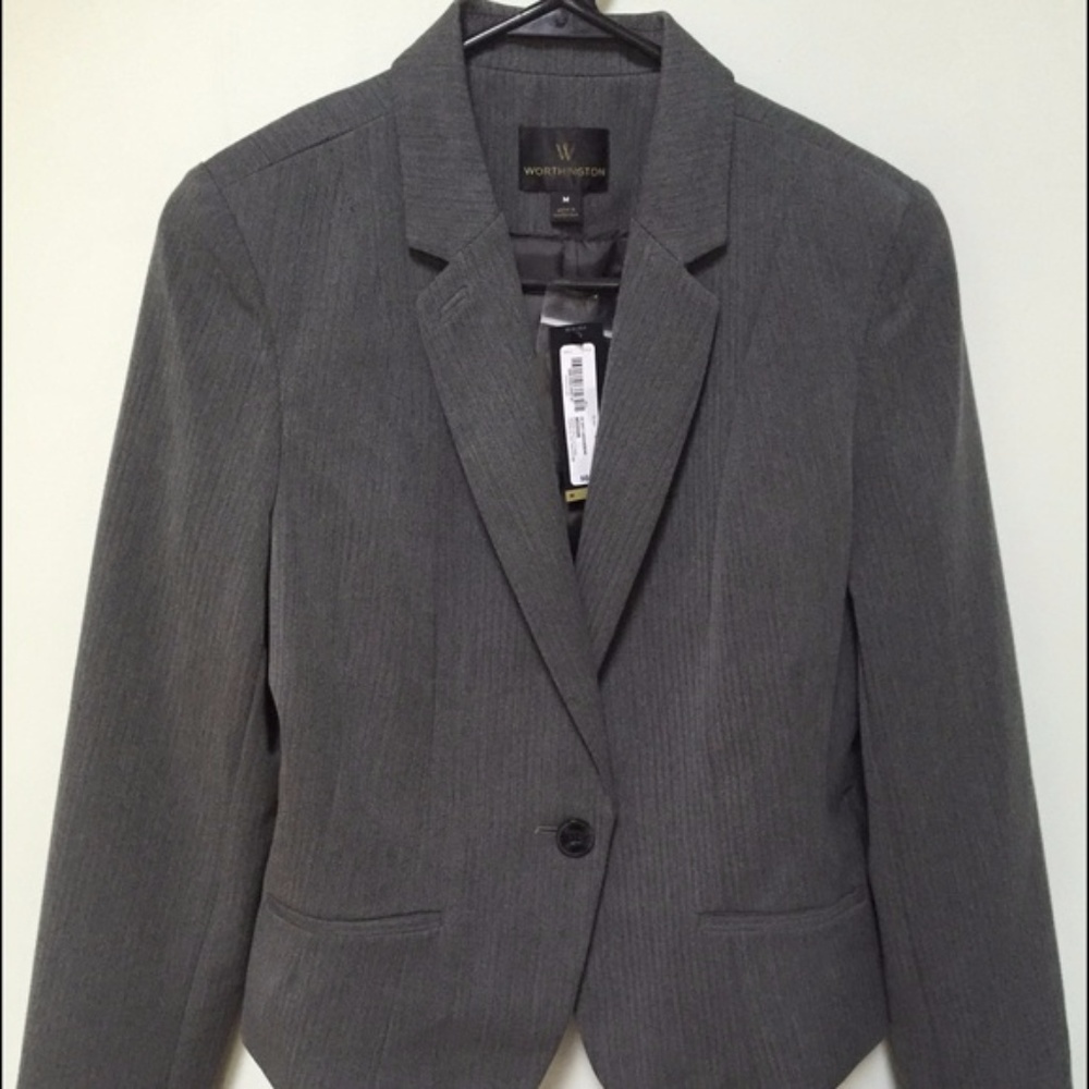 Dark Grey Herringbone Suit Jacket Blazer