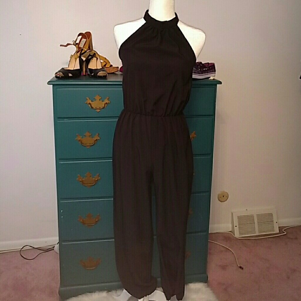 Black Hi Neck Jumpsuit