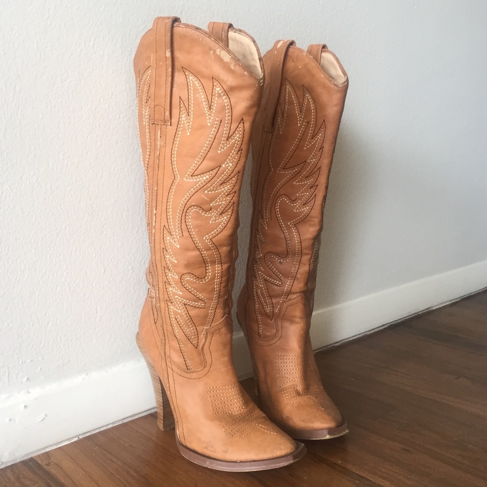 Heeled Cowboy Boots Size 8.5