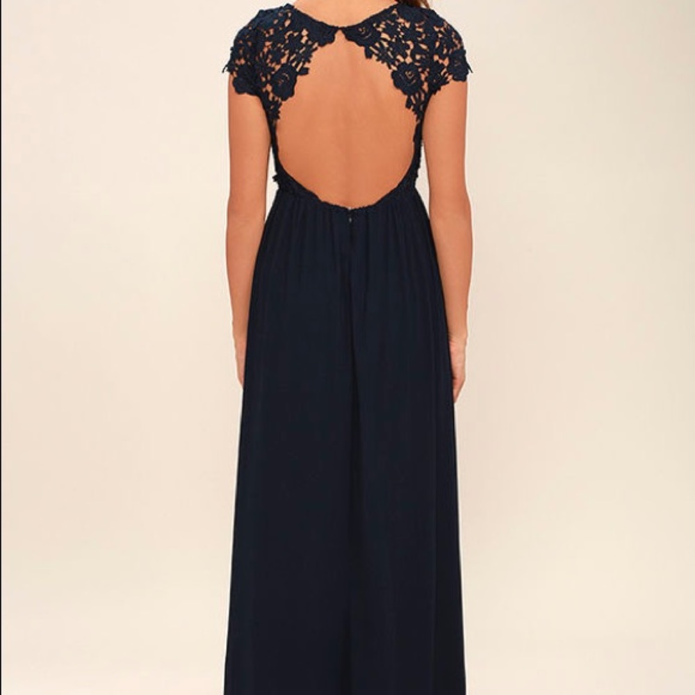 Lulus Navy Blue Lace Maxi Dress