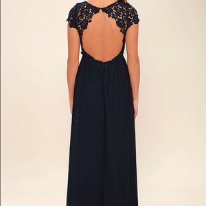 Lulus Navy Blue Lace Maxi Dress